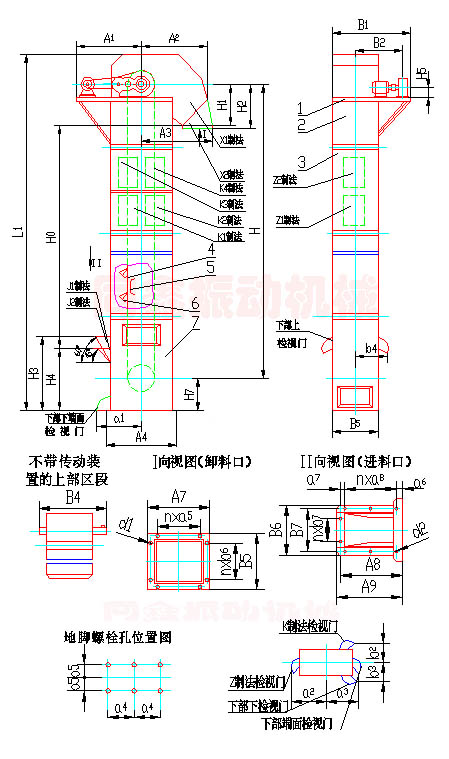 HL系列环链离心式斗式提升机产品外形图:同鑫振动机械